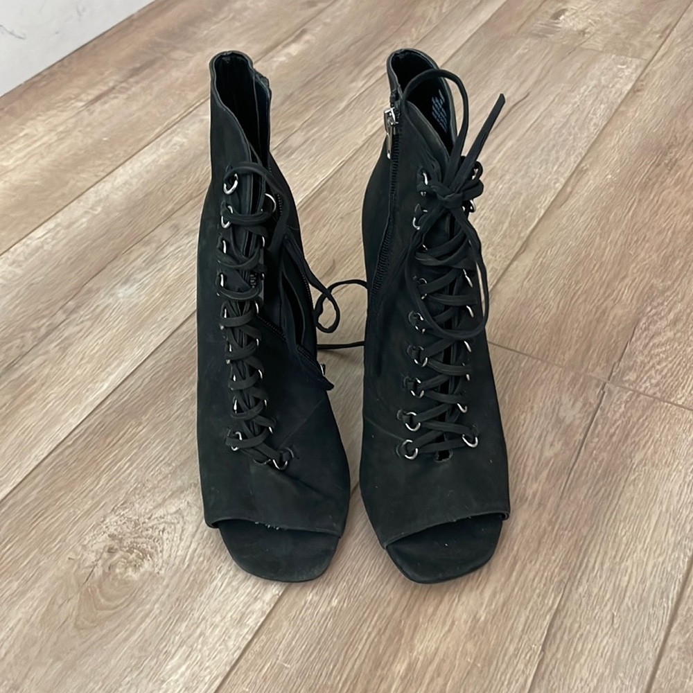 Steve Madden Open Toed Lace Up Booties